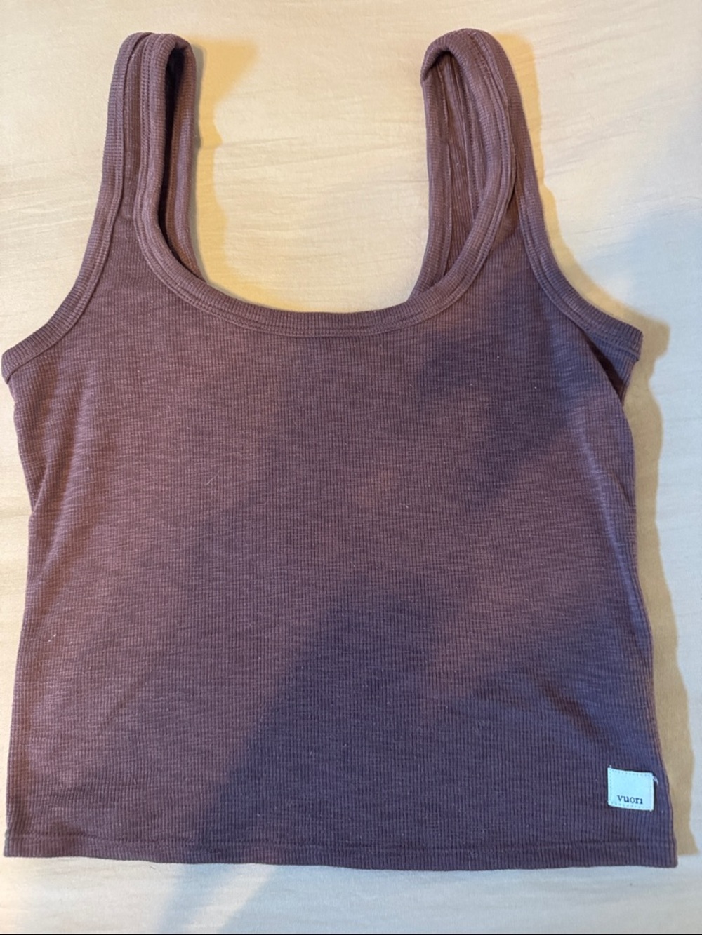 Vuori Sunrise Cropped Tank Top Ribbed XS Purple/Mauve